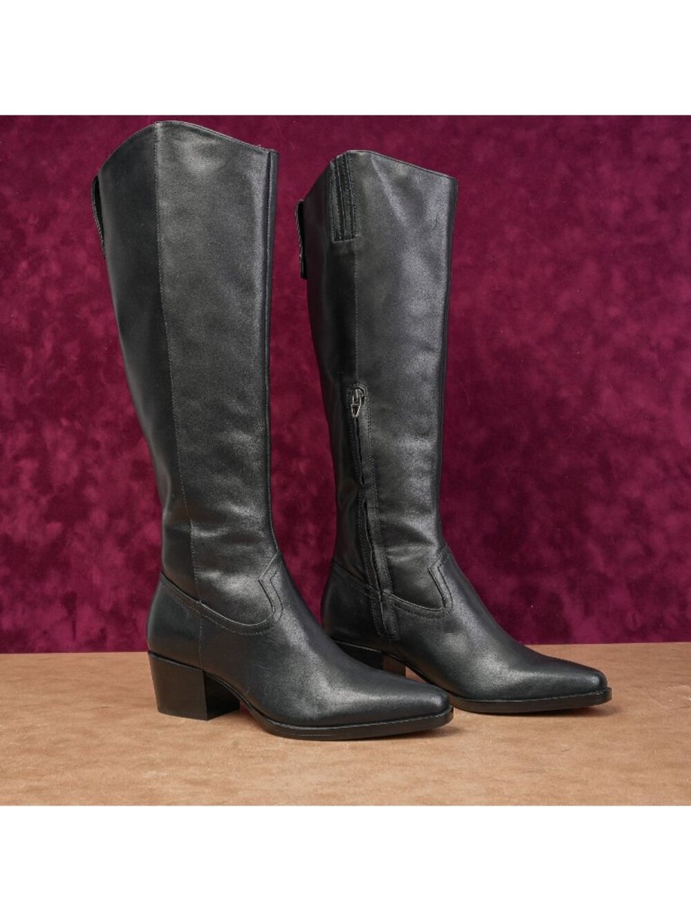Dolce Vita Women Virona Waterproof Black Leather Zip Western Tall Boots sz 7
